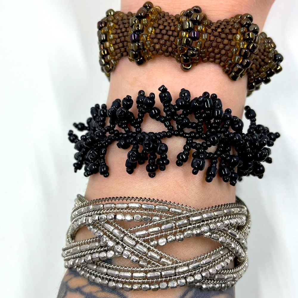 Beautiful Vintage Handmade Beaded Bracelet Lot of 3